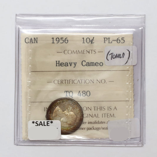 1956 Canada 10-cents ICCS Certified PL65 Heavy Cameo (Toned)