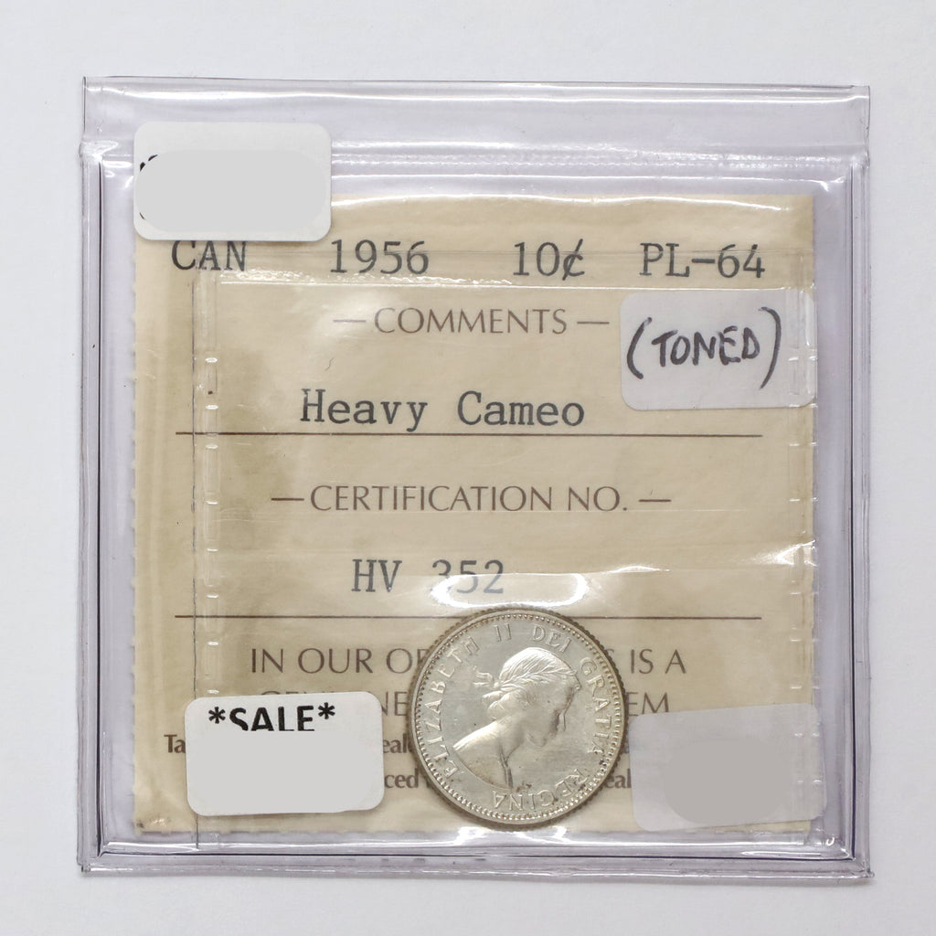 1956 Canada 10-cents ICCS Certified PL64 (Toned)