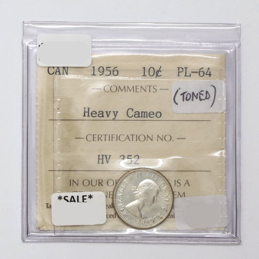 1956 Canada 10-cents ICCS Certified PL64 (Toned)