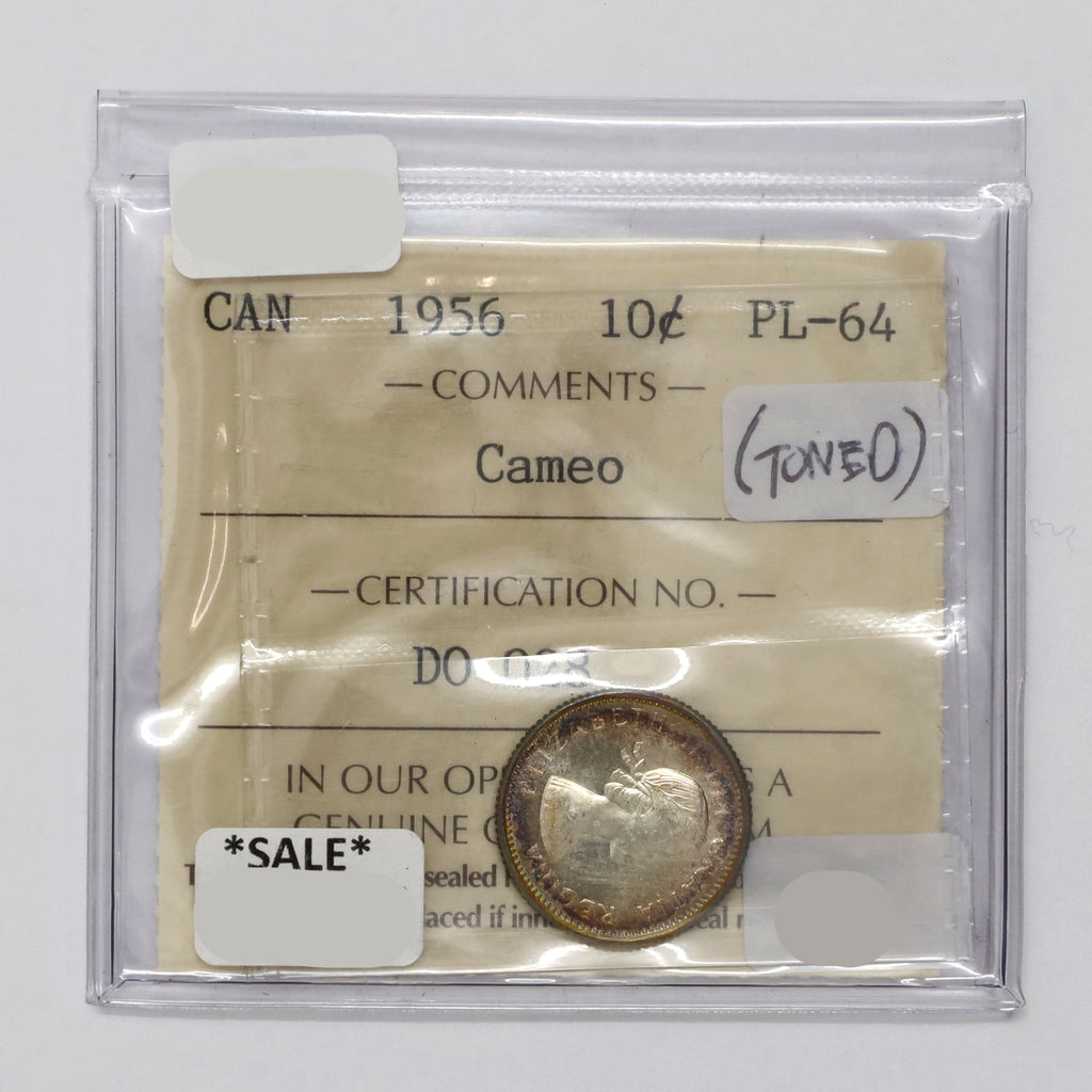 1956 Canada 10-cents ICCS Certified PL64 (Toned)