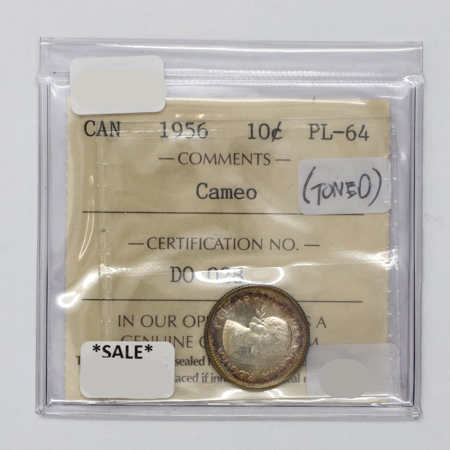 1956 Canada 10-cents ICCS Certified PL64 (Toned)