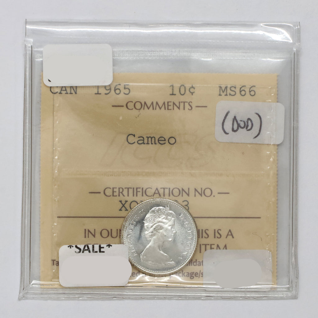 1965 Canada 10-cents ICCS Certified MS66 Cameo (DOD)
