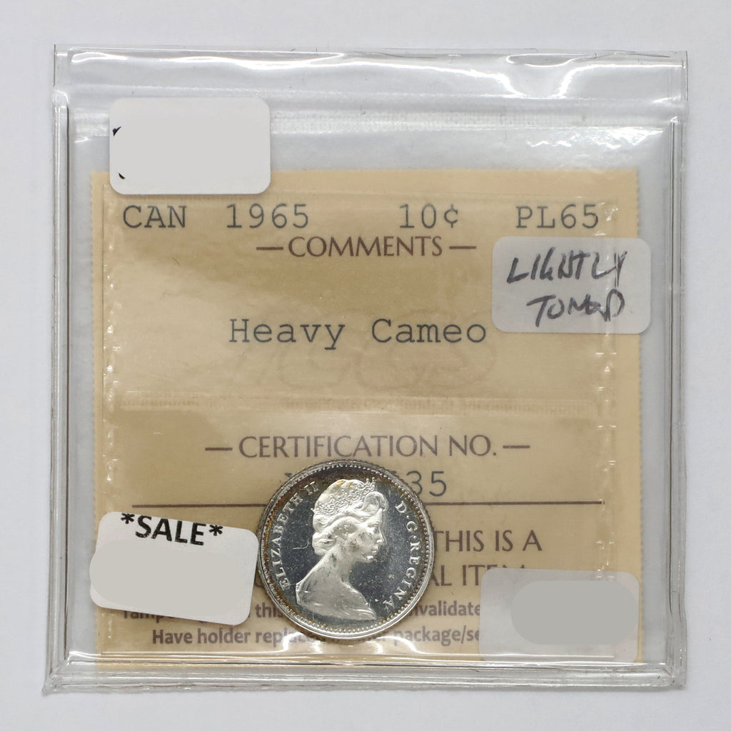 1965 Canada 10-cents ICCS Certified PL65 Heavy Cameo (Lightly Toned)