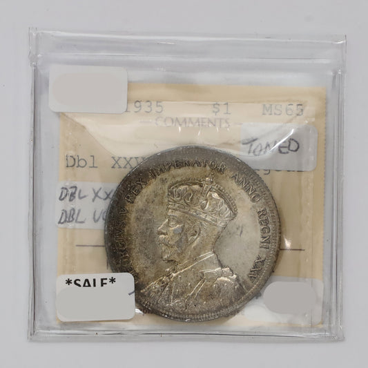 1935 Double XXV Double Voyageur Canada Dollar ICCS Certified MS65 (Toned)