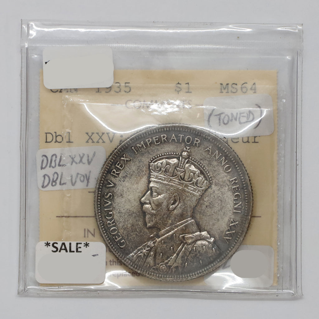 1935 Double XXV Double Voyageur Canada Dollar ICCS Certified MS64 (Toned)