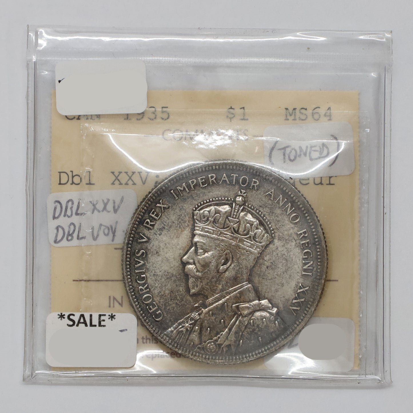 1935 Double XXV Double Voyageur Canada Dollar ICCS Certified MS64 (Toned)