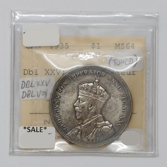 1935 Double XXV Double Voyageur Canada Dollar ICCS Certified MS64 (Toned)
