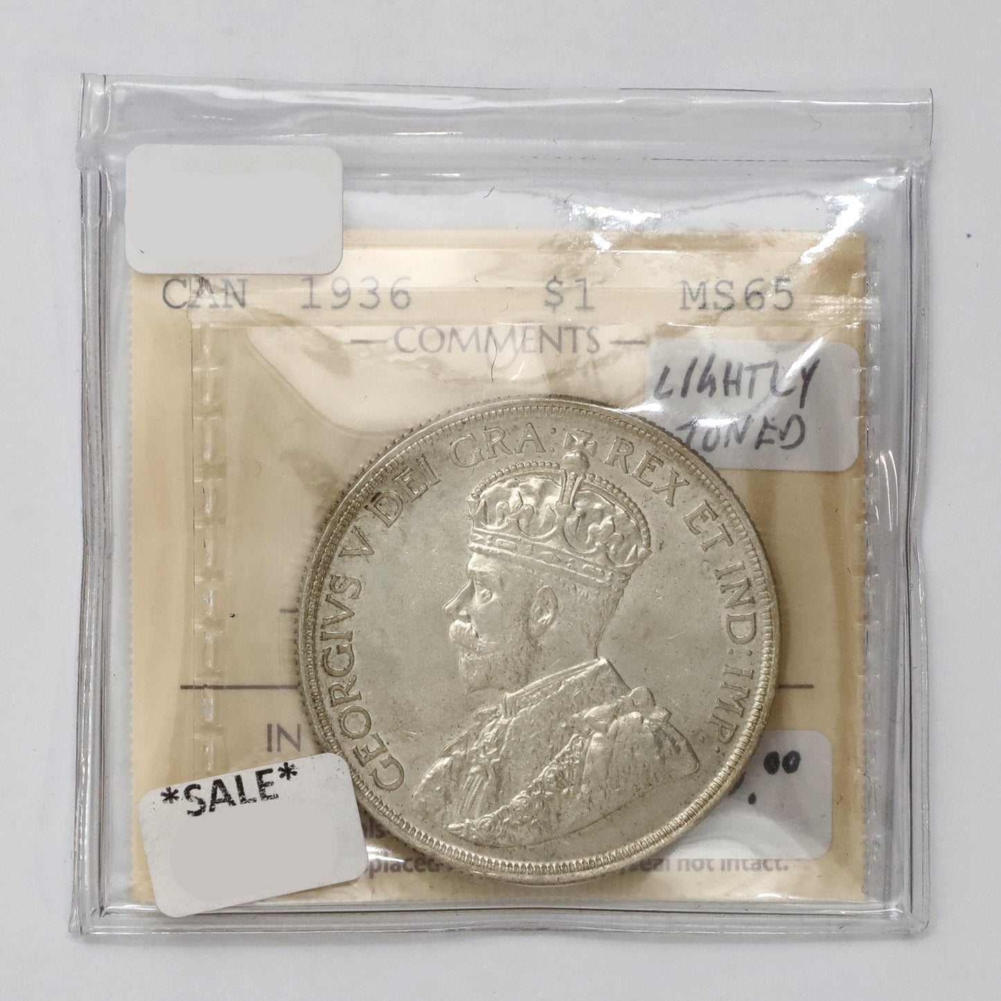 1936 Canada Dollar ICCS Certified MS65 (Lightly Toned)