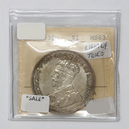 1936 Canada Dollar ICCS Certified MS63 (Lightly Toned)