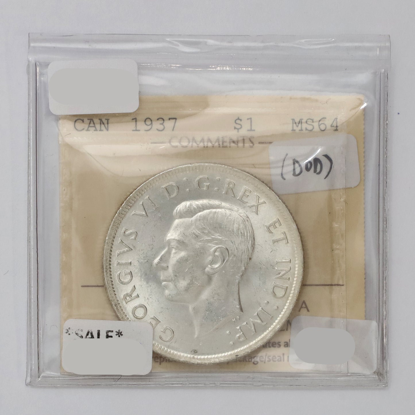 1937 Canada Dollar ICCS Certified MS64 (DOD)