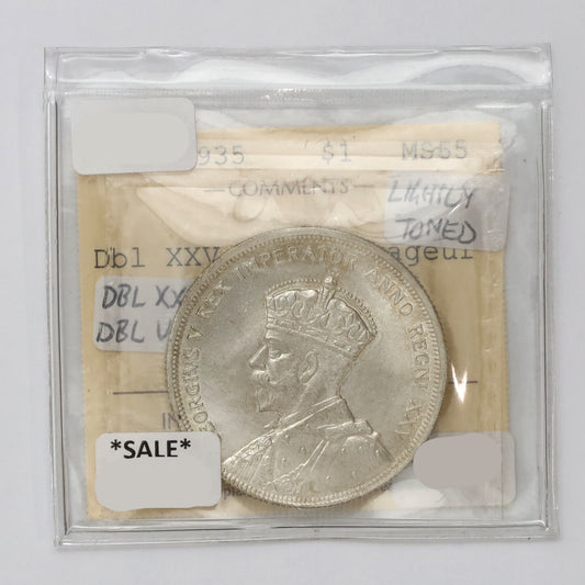 1935 Double XXV Double Voyageur Canada Dollar ICCS Certified MS65 (Lightly Toned)