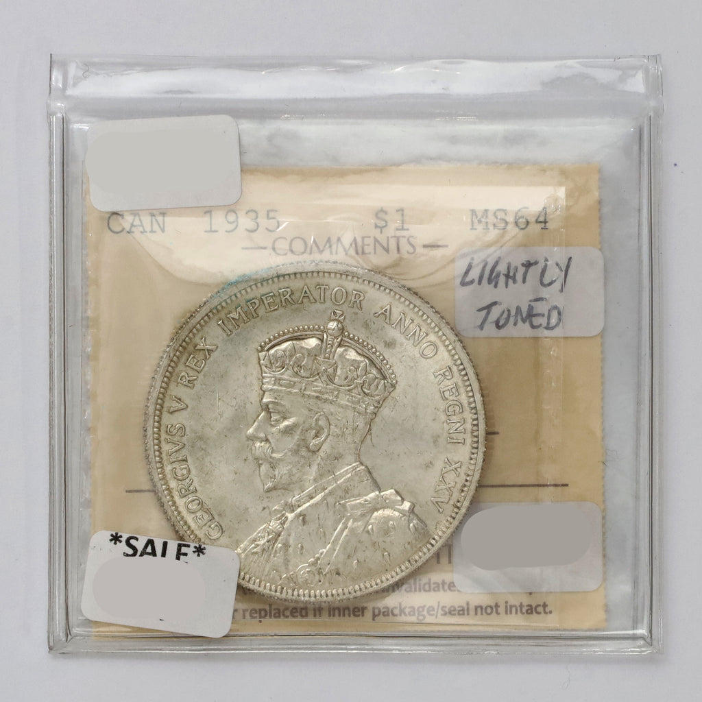 1935 Canada Dollar ICCS Certified MS64 (Lightly Toned)