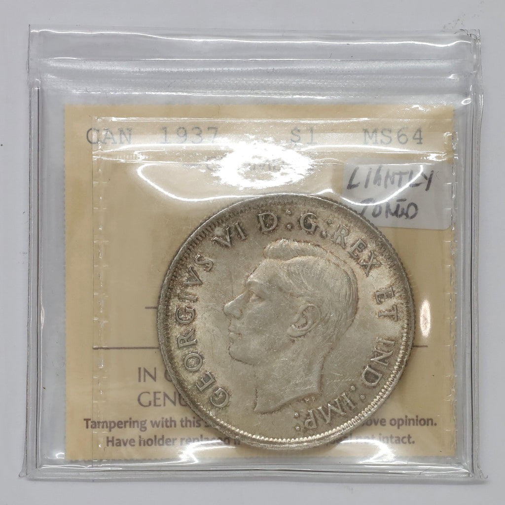1937 Canada Dollar ICCS Certified MS64 (Lightly Toned)