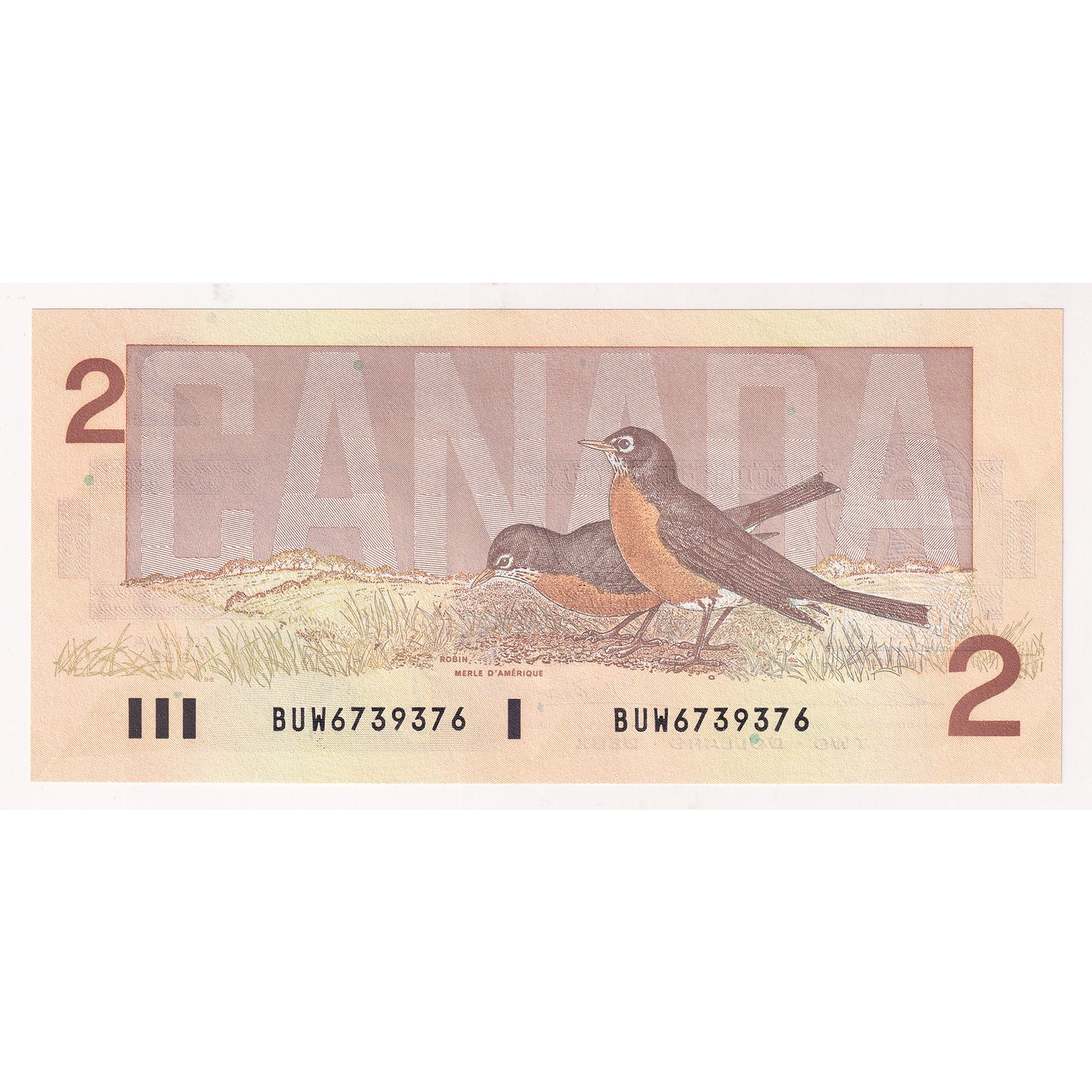 BC-55b-N1-iii 1986 Canada $2 Thiessen-Crow, 4-Digit RADAR BUW6739376, AU50 (DOP)