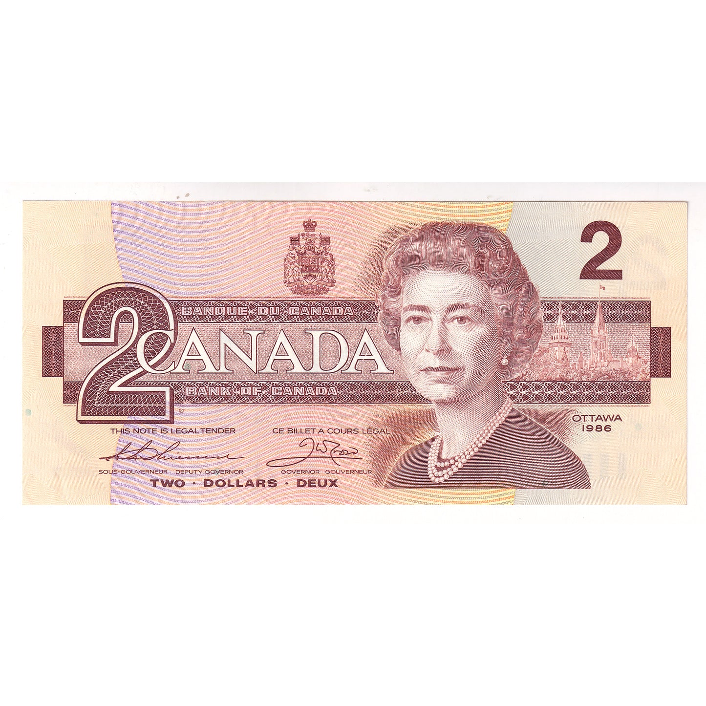 BC-55b-N1-iii 1986 Canada $2 Thiessen-Crow, 4-Digit RADAR BUD2856582, AU50 (DOP)