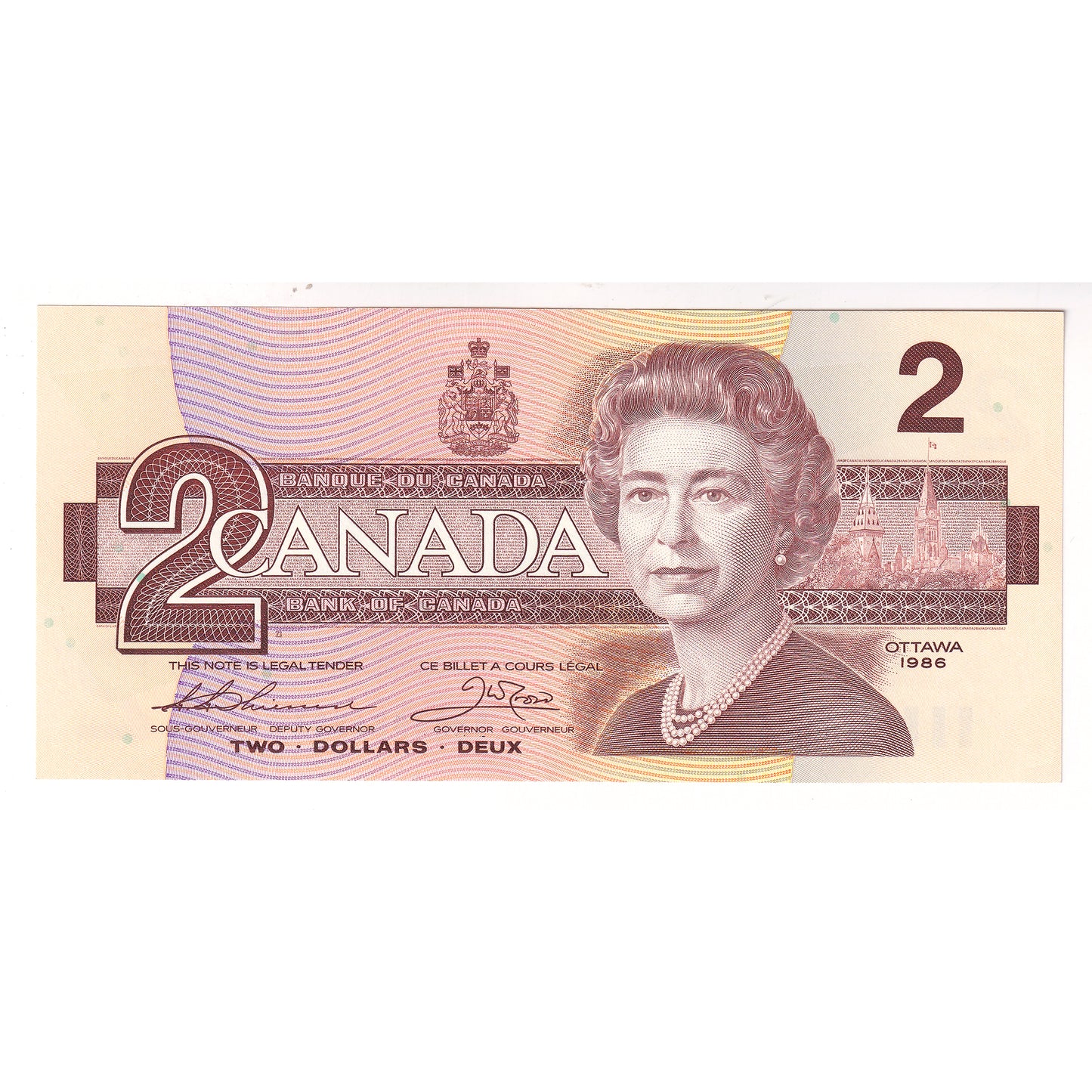 BC-55b-N1-iii 1986 Canada $2 Thiessen-Crow, 4-Digit RADAR BRB3886883, AU50 (DOP)