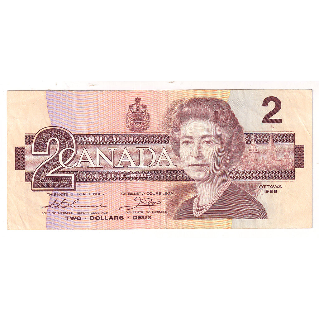 BC-55b-N1-iii 1986 Canada $2 Thiessen-Crow, 3-Digit RADAR BUT8038308, VF20 (DOP)