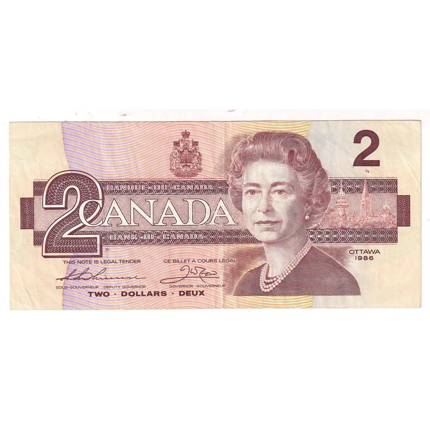 BC-55b-N1-iii 1986 Canada $2 Thiessen-Crow, 3-Digit RADAR BUT8038308, VF20 (DOP)