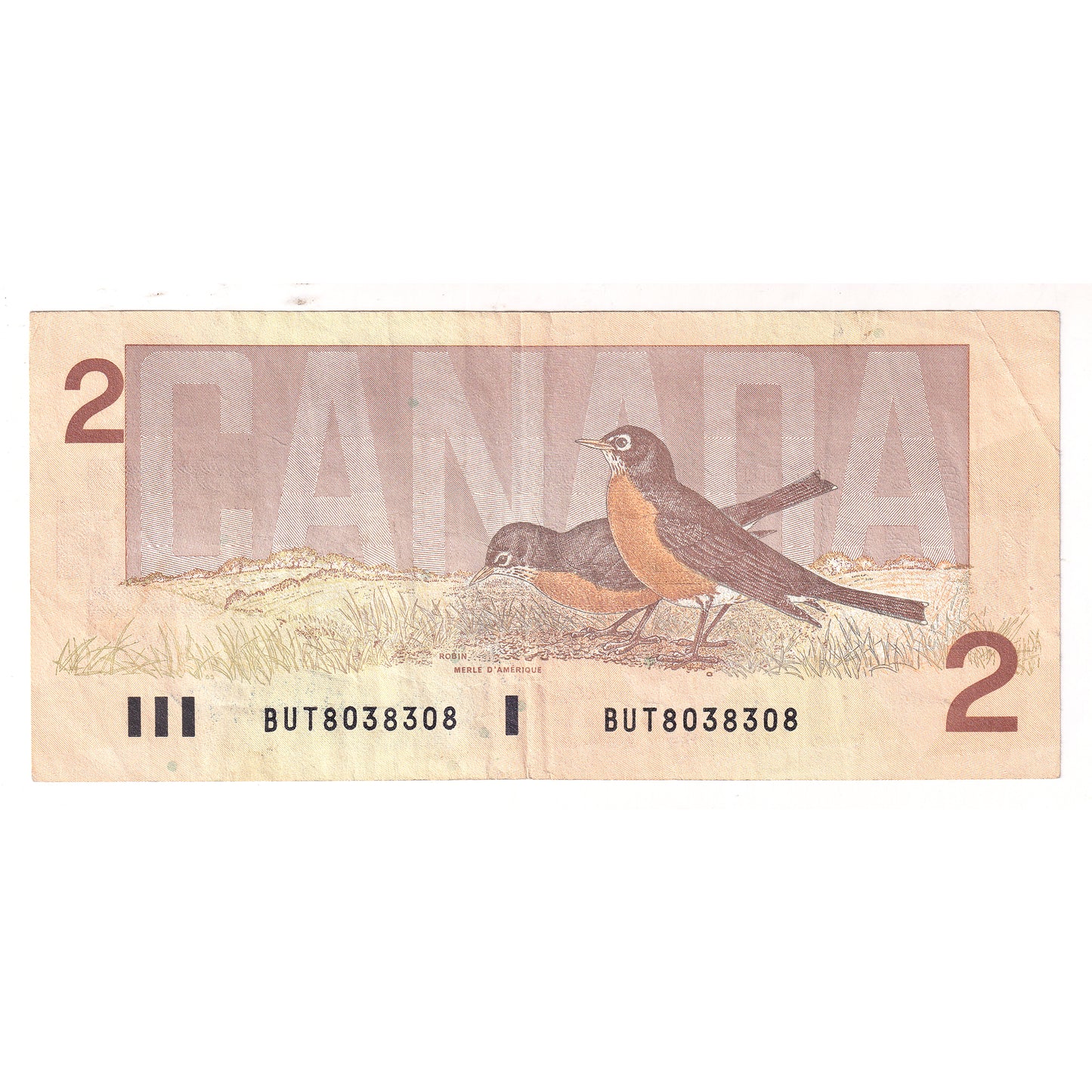 BC-55b-N1-iii 1986 Canada $2 Thiessen-Crow, 3-Digit RADAR BUT8038308, VF20 (DOP)