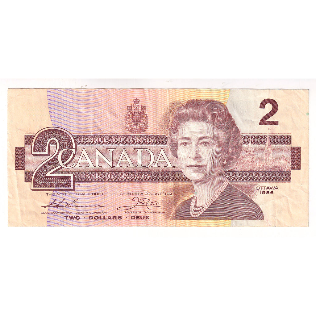 BC-55b-N1-iii 1986 Canada $2 Thiessen-Crow, 3-Digit RADAR BRP5772775, VF20 (DOP)