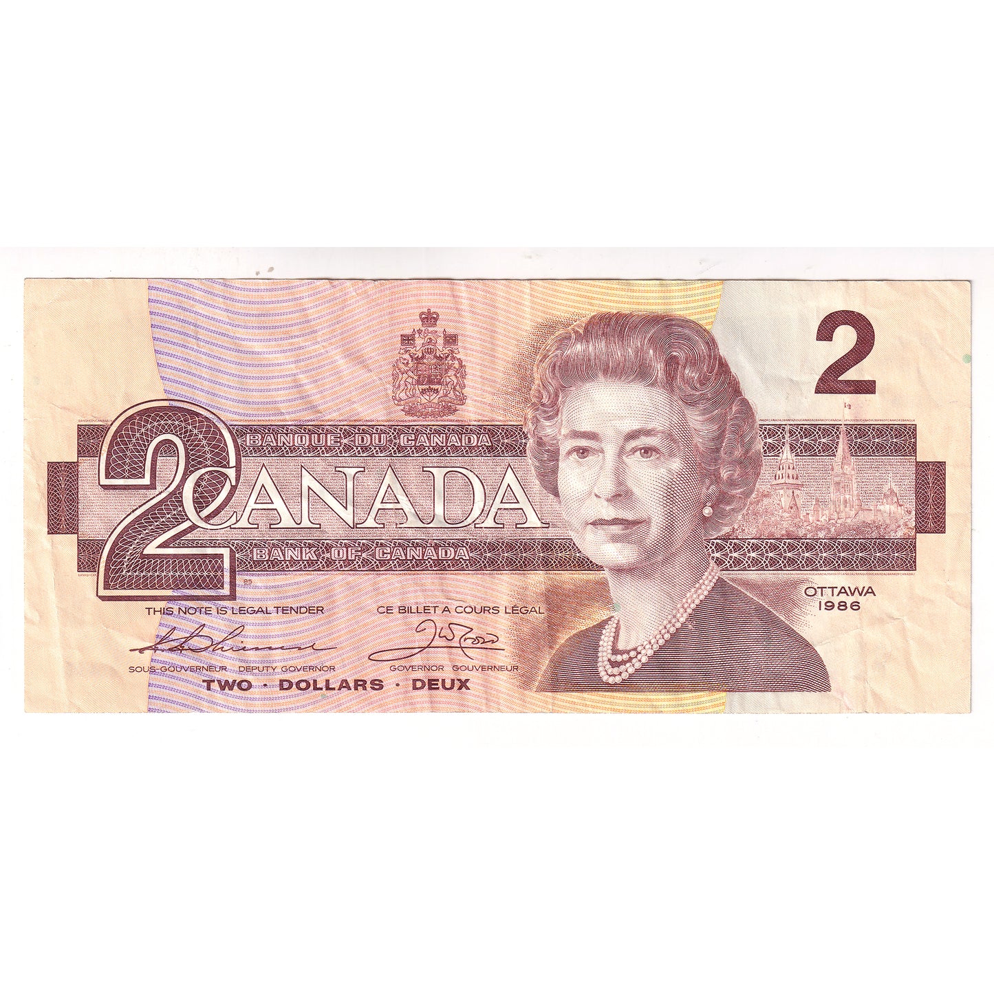 BC-55b-N1-iii 1986 Canada $2 Thiessen-Crow, 3-Digit RADAR BRP5772775, VF20 (DOP)