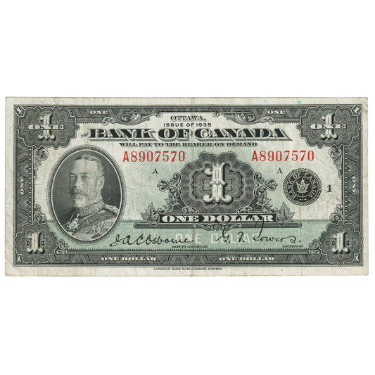 BC-1 1935 Canada $1 Osborne-Towers, English, Series A, F-VF