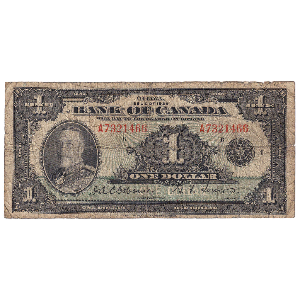 BC-1 1935 Canada $1 Osborne-Towers, English, Series A, G-VG (G6)