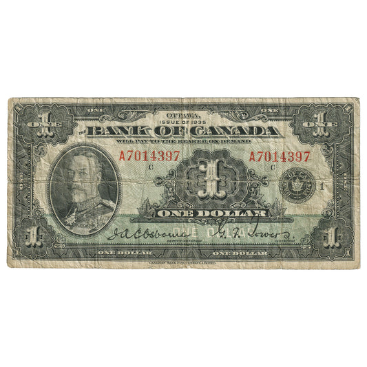 BC-1 1935 Canada $1 Osborne-Towers, English, Series A, VG