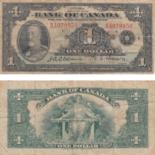 BC-1 1935 Canada $1 Osborne-Towers, English, Series B, VG-F