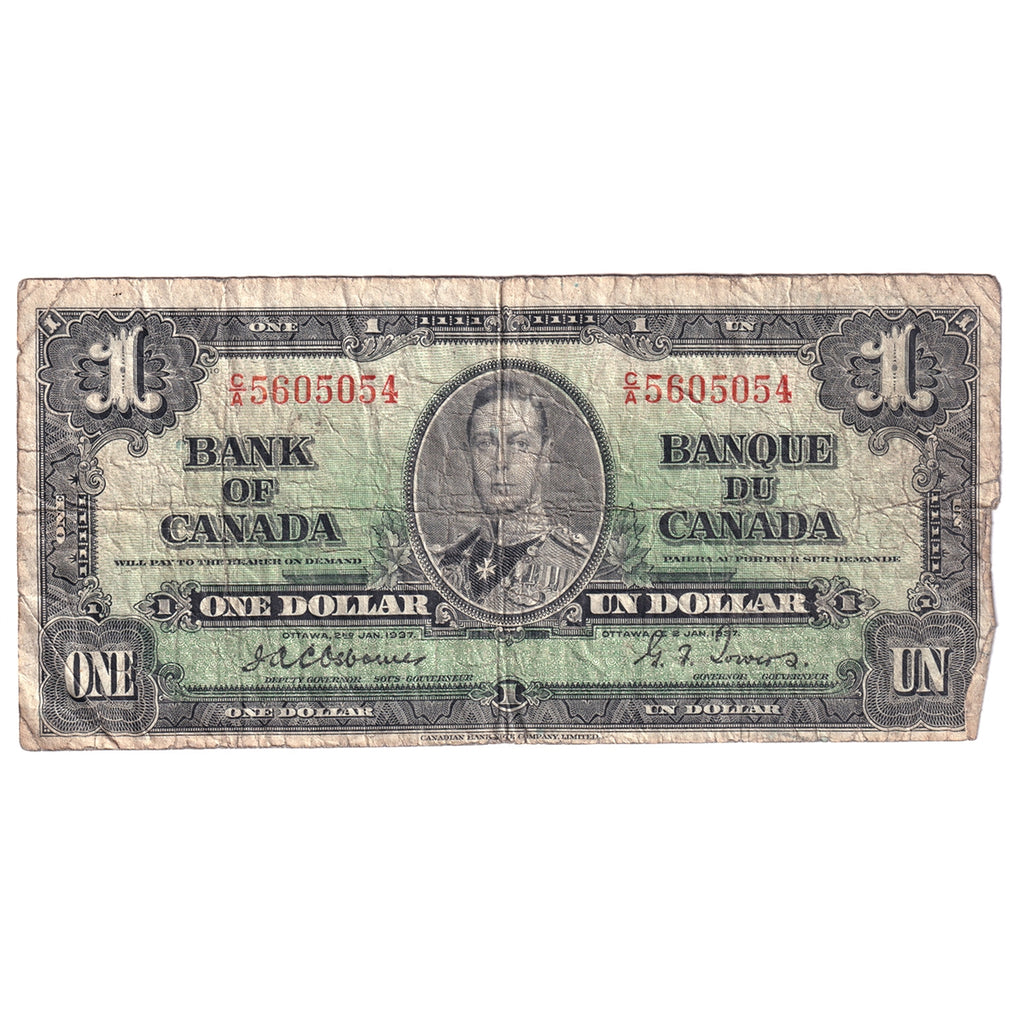 BC-21a 1937 Canada $1 Osborne-Towers, C/A, Very Good (VG8)