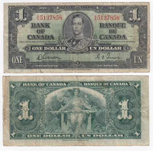 BC-21c 1937 Canada $1 Gordon-Towers, X/A, F