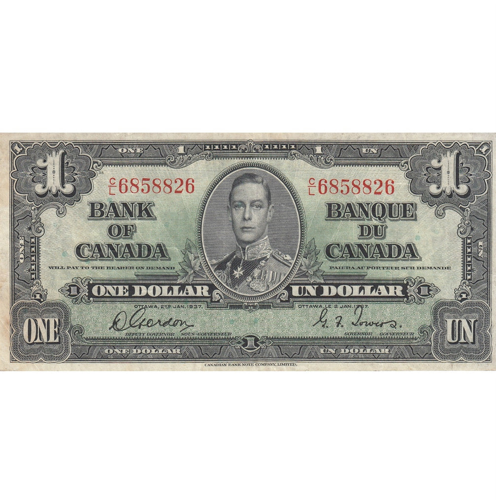 BC-21c 1937 Canada $1 Gordon-Towers, C/L, Very Fine (VF20)