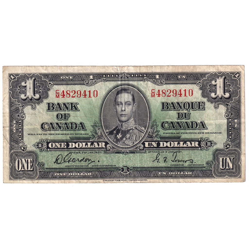 BC-21c 1937 Canada $1 Gordon-Towers, C/M, VF