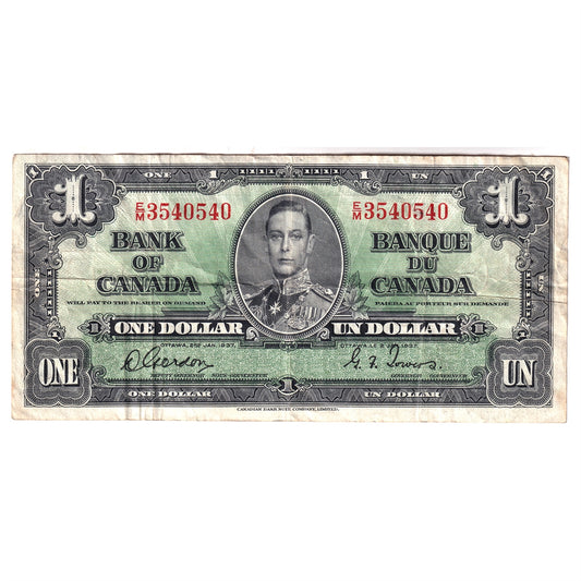 BC-21c 1937 Canada $1 Gordon-Towers, E/M, Very Fine (VF20)