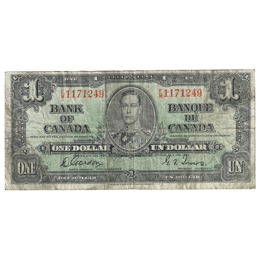BC-21c 1937 Canada $1 Gordon-Towers, F/M, F