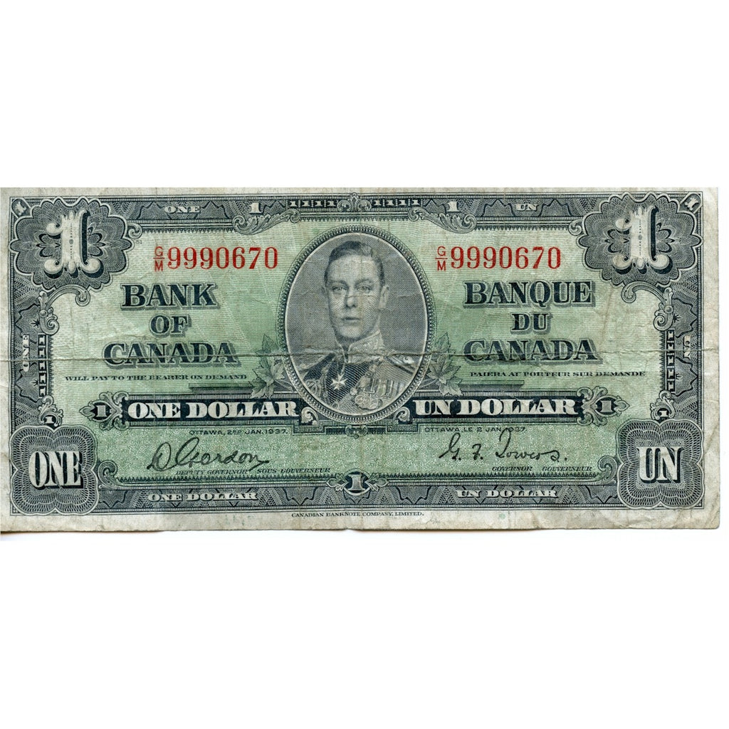 BC-21c 1937 Canada $1 Gordon-Towers, G/M, Fine (F12)
