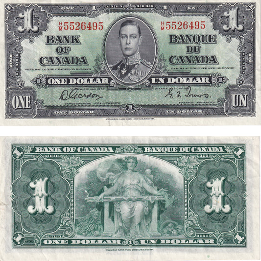 BC-21c 1937 Canada $1 Gordon-Towers, H/M, VF-EF (VF30)
