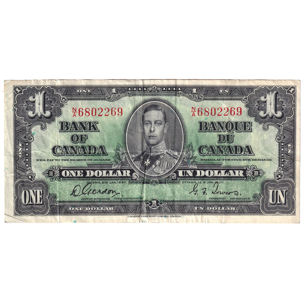 BC-21a 1937 Canada $1 Osborne-Towers, N/A, VF-EF (VF30)