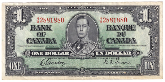 BC-21c 1937 Canada $1 Gordon-Towers, N/M, VF-EF (VF30)