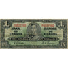 BC-21c 1937 Canada $1 Gordon-Towers, U/L, VG-F (VG10)