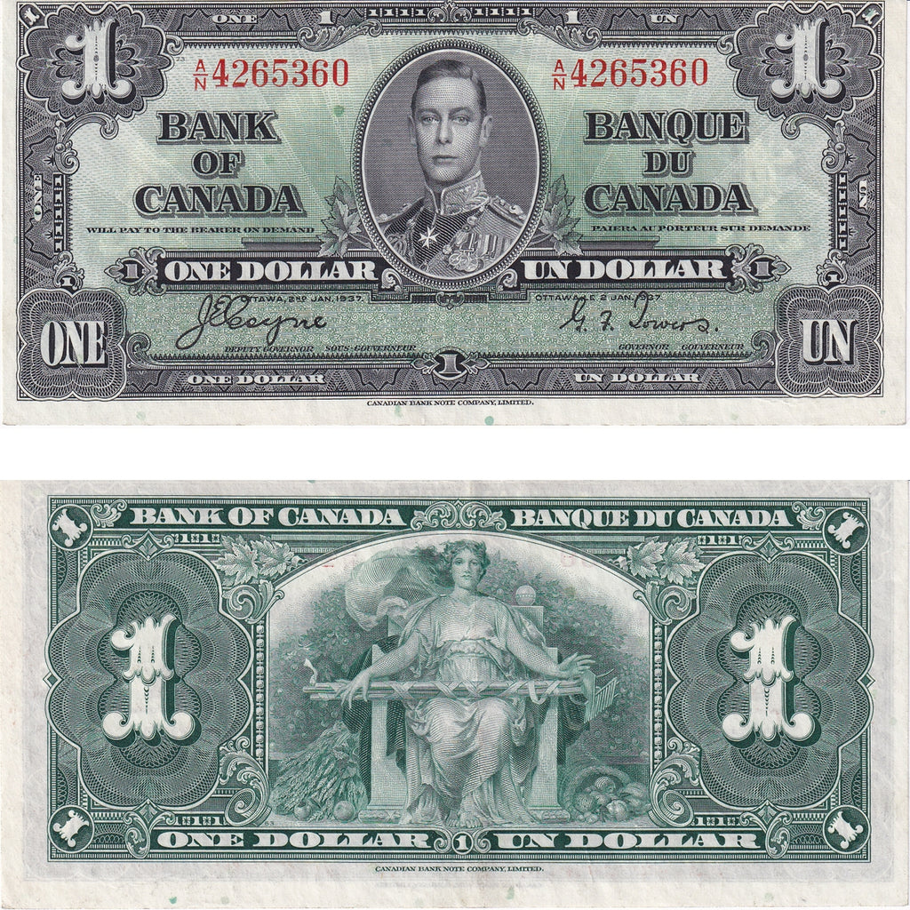 BC-21d 1937 Canada $1 Coyne-Towers, A/N, EF-AU (EF45)