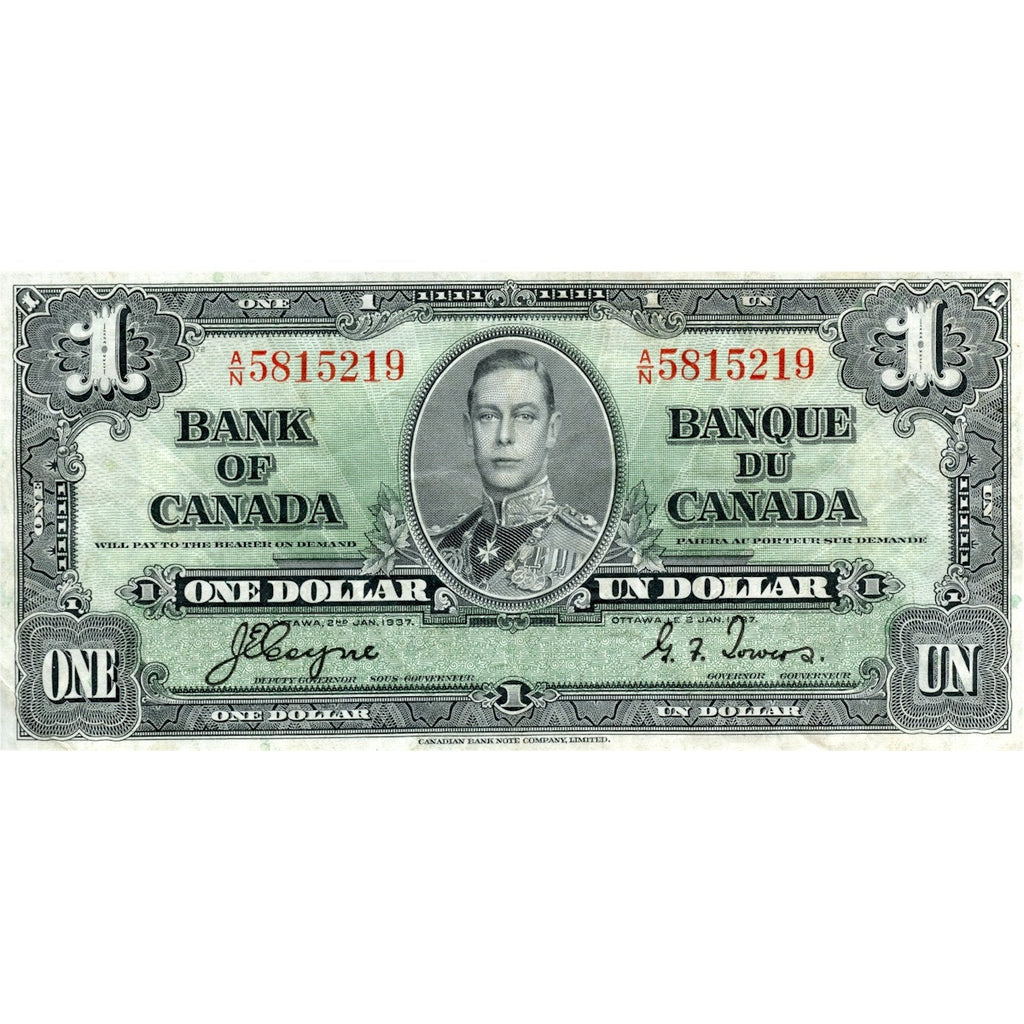 BC-21d 1937 Canada $1 Coyne-Towers, A/N, Very Fine (VF20)