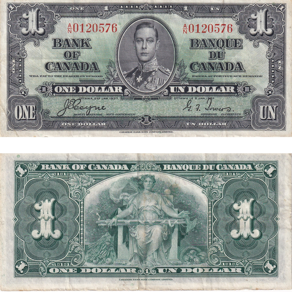 BC-21d 1937 Canada $1 Coyne-Towers, A/N, VF-EF