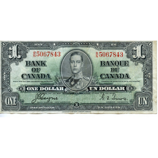 BC-21d 1937 Canada $1 Coyne-Towers, B/N, VF