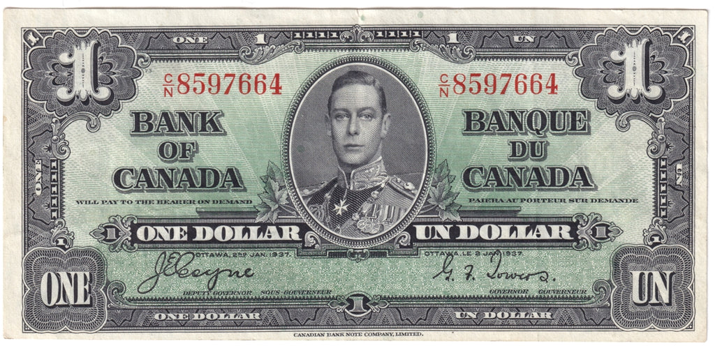 BC-21d 1937 Canada $1 Coyne-Towers, C/N, EF-AU