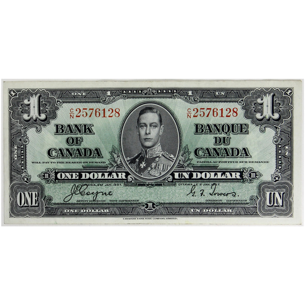 BC-21d 1937 Canada $1 Coyne-Towers, C/N, VF-EF (VF30)