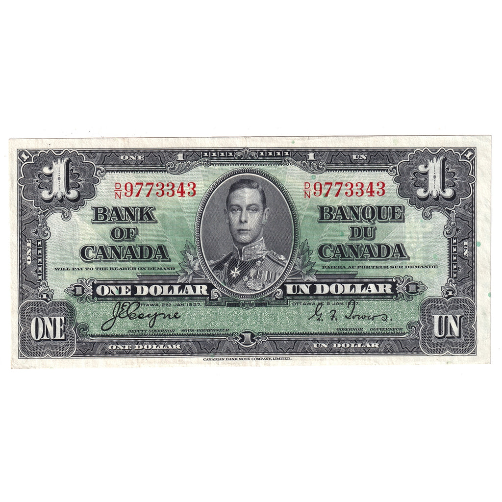 BC-21d 1937 Canada $1 Coyne-Towers, D/N, Extra Fine (EF40)