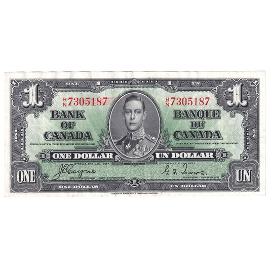 BC-21d 1937 Canada $1 Coyne-Towers, H/N, Very Fine (VF20)