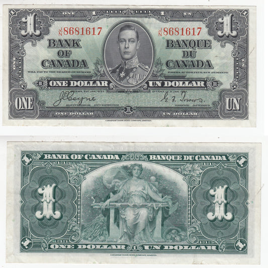BC-21d 1937 Canada $1 Coyne-Towers, J/N, VF-EF (VF30)