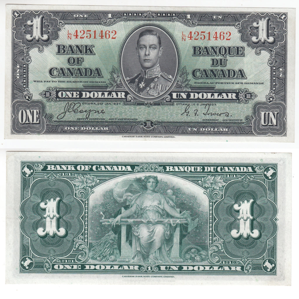 BC-21d 1937 Canada $1 Coyne-Towers, L/N, Extra Fine (EF40)